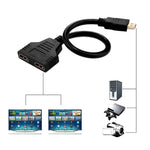 30cm 1080P HDMI 公頭轉 2 母頭 1 進 2 出分配器線纜轉換器，1 進 2 出