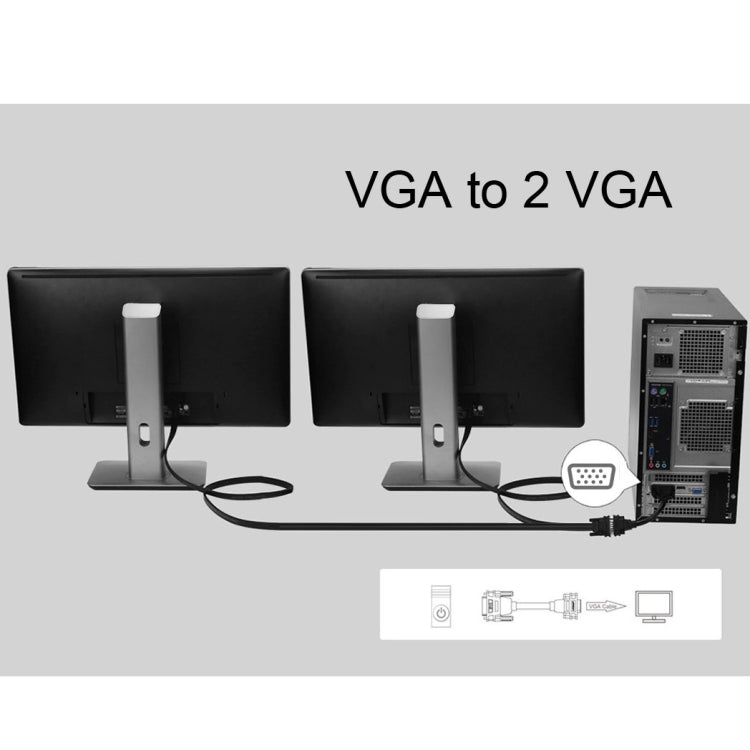 30cm VGA 公頭轉 2 VGA 母頭分配器線纜，VGA 公頭