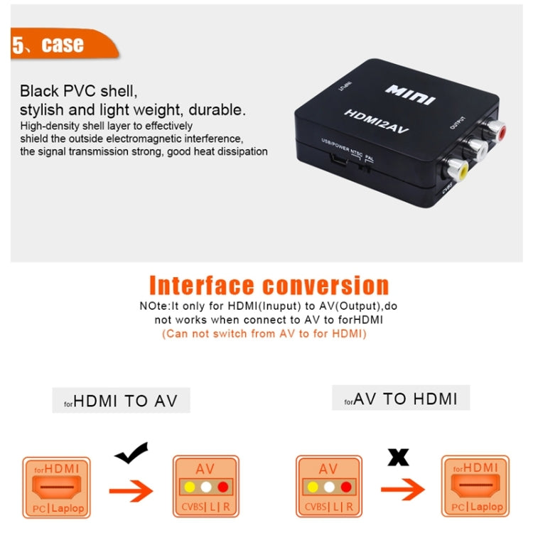VK-126 迷你高清 HDMI 轉 AV/CVBS 視頻轉換器轉接器，HDMI 轉 AV/CVBS