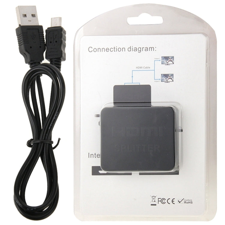迷你全高清4K 1x2 HDMI 3D V1.4b分配器，適用HDTV / 機上盒 / DVD / 投影機 / DVR，HDMI V1.4b