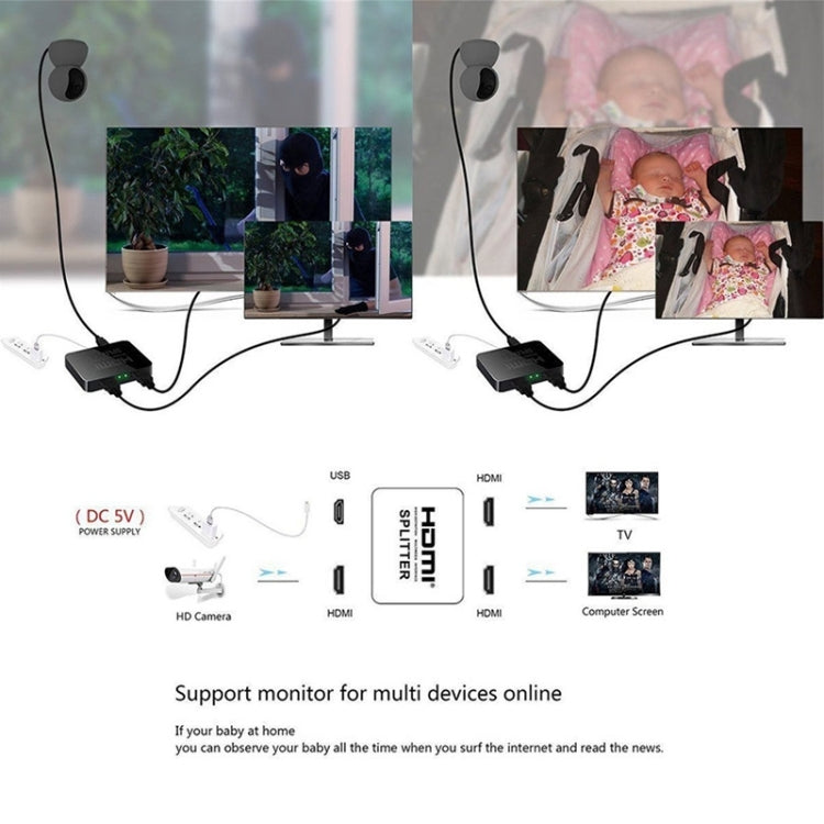 迷你全高清4K 1x2 HDMI 3D V1.4b分配器，適用HDTV / 機上盒 / DVD / 投影機 / DVR，HDMI V1.4b