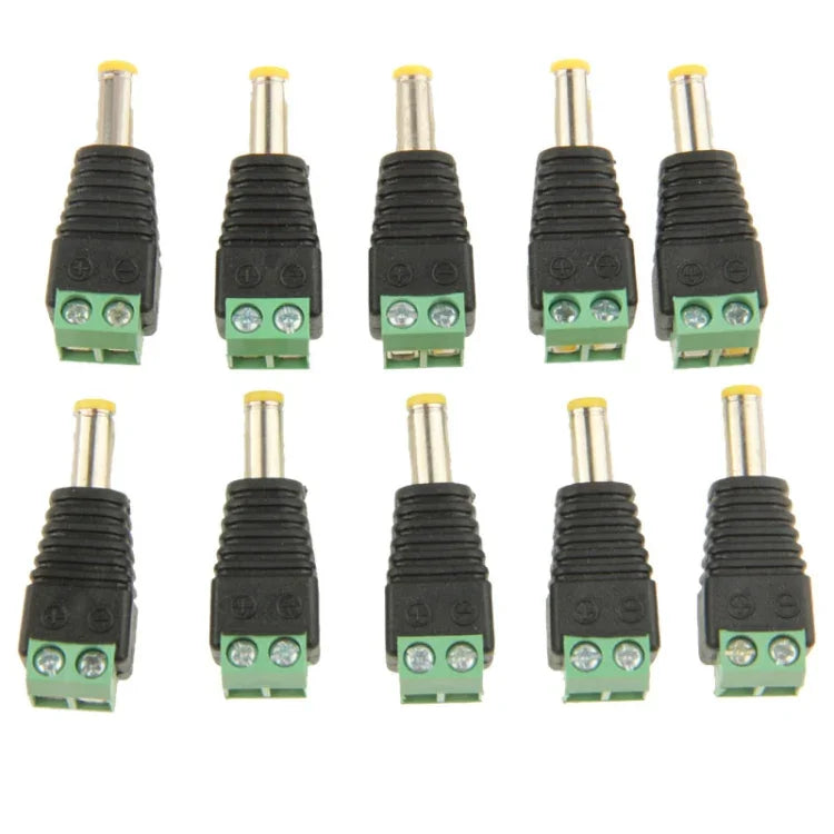 10 個綠色公頭 DC 5.5 x 2.1mm 電源連接器，5.5 x 2.1mm