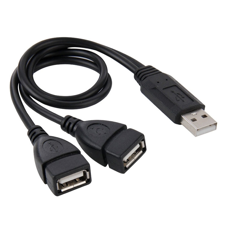 USB 2.0 公頭轉雙 USB 母座轉接線，適用於電腦／筆記型電腦，長度：約 30cm，USB 2.0 AM 轉 2 個 USB 2.0 AF