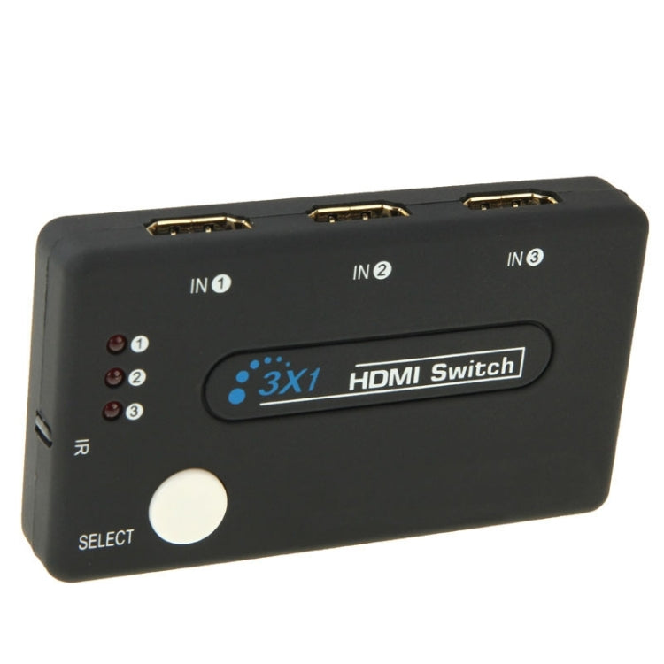 迷你 3x1 HD 1080P HDMI V1.3 選擇器附遙控器，適用於 HDTV／機上盒／DVD／投影機／DVR，1x3 HDMI V1.3