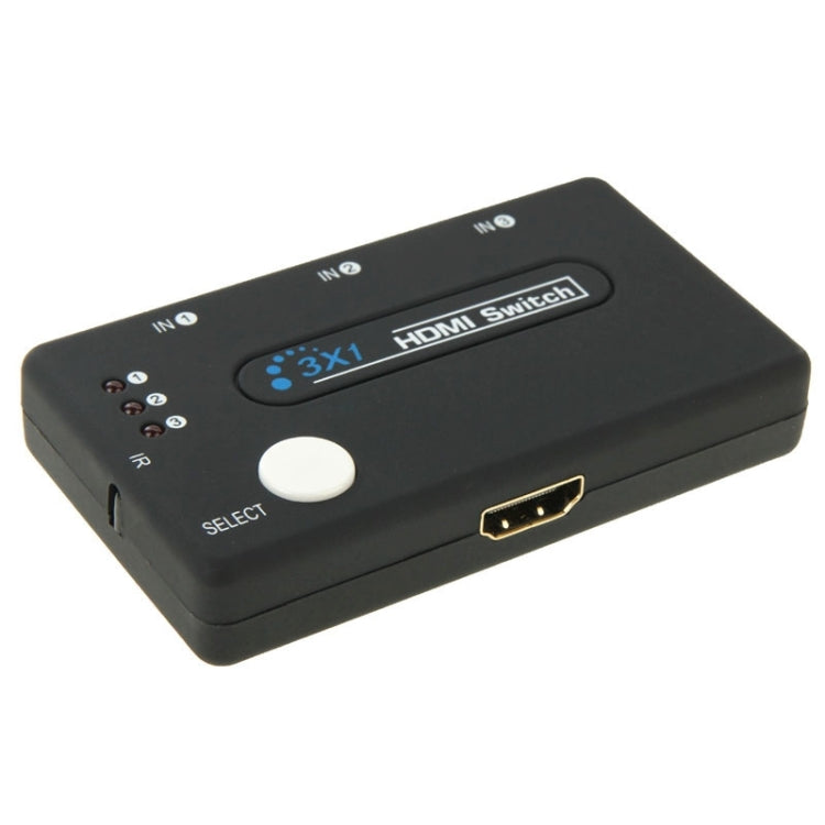 迷你 3x1 HD 1080P HDMI V1.3 選擇器附遙控器，適用於 HDTV／機上盒／DVD／投影機／DVR，1x3 HDMI V1.3