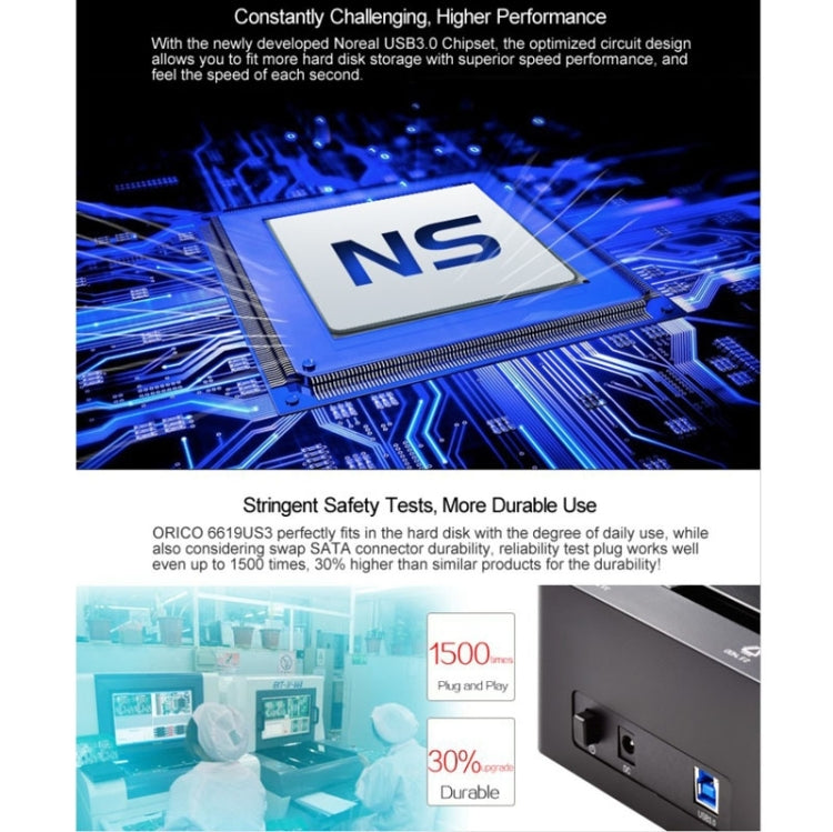 ORICO 6619US3 5Gbps 超高速 USB 3.0 轉 SATA 硬碟擴充座，適用 2.5 吋／3.5 吋硬碟，6619US3