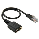 RJ9 公頭轉 2 個 3.5mm 母頭音訊線，長度：20cm，RJ9 公頭轉 2 個 3.5mm 母頭