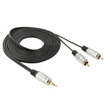 3.5mm 立體聲插頭轉 2 RCA 公頭音訊線，長度：3m，2 RCA，長度：3m