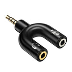 3.5mm 立體聲公頭轉 3.5mm 耳機及麥克風母頭分接器