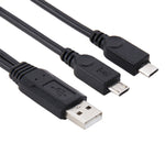 USB 2.0 公頭轉 2 個 Micro USB 公頭線，長度：約 30cm，USB 2.0 AM 轉 2 Micro USB