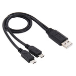 USB 2.0 公頭轉 2 個 Micro USB 公頭線，長度：約 30cm，USB 2.0 AM 轉 2 Micro USB