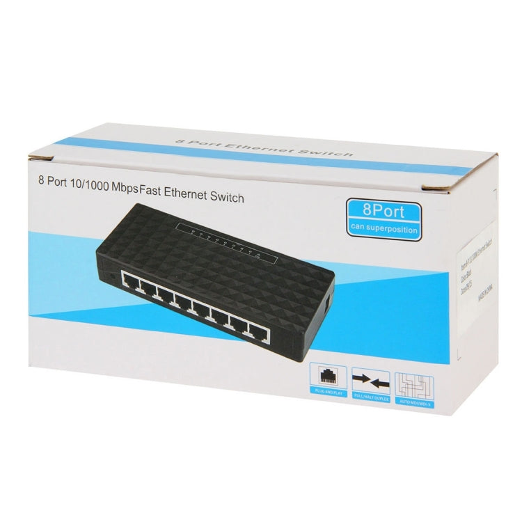 8埠10/100/1000Mbps乙太網桌上型交換器，8埠10/100/1000Mbps