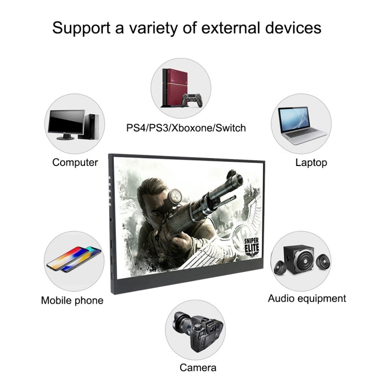 15.6 吋 1080P LED 便攜顯示器，支援 HDR，15.6 吋 1080P
