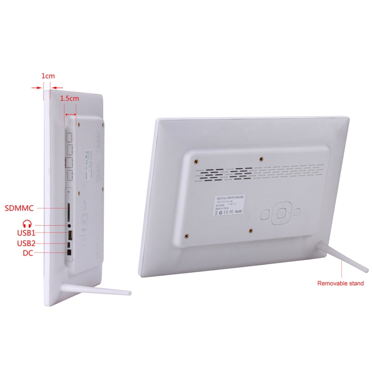 12.1 吋數位相框，附支架與遙控器，Allwinner F16 程式，支援 SD / MMC / USB 隨身碟，12.1 吋
