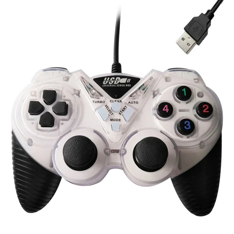 有線震動遊戲手把PC USB控制器搖桿遊戲手柄（白色）