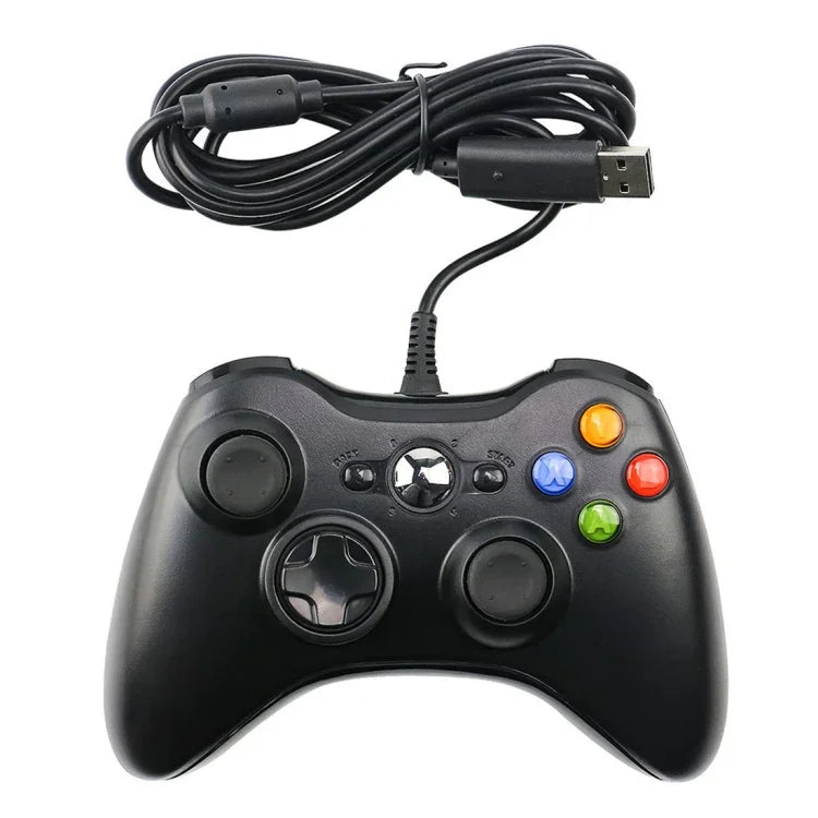 USB 2.0有線控制器遊戲手把，適用於XBOX360，即插即用，線長2.5米，適用於XBOX360，XBOX360（黑色）