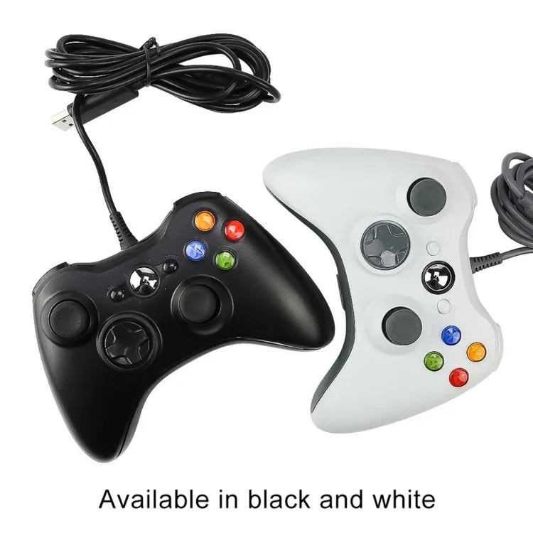 USB 2.0有線控制器遊戲手把，適用於XBOX360，即插即用，線長2.5米，適用於XBOX360，XBOX360（黑色）