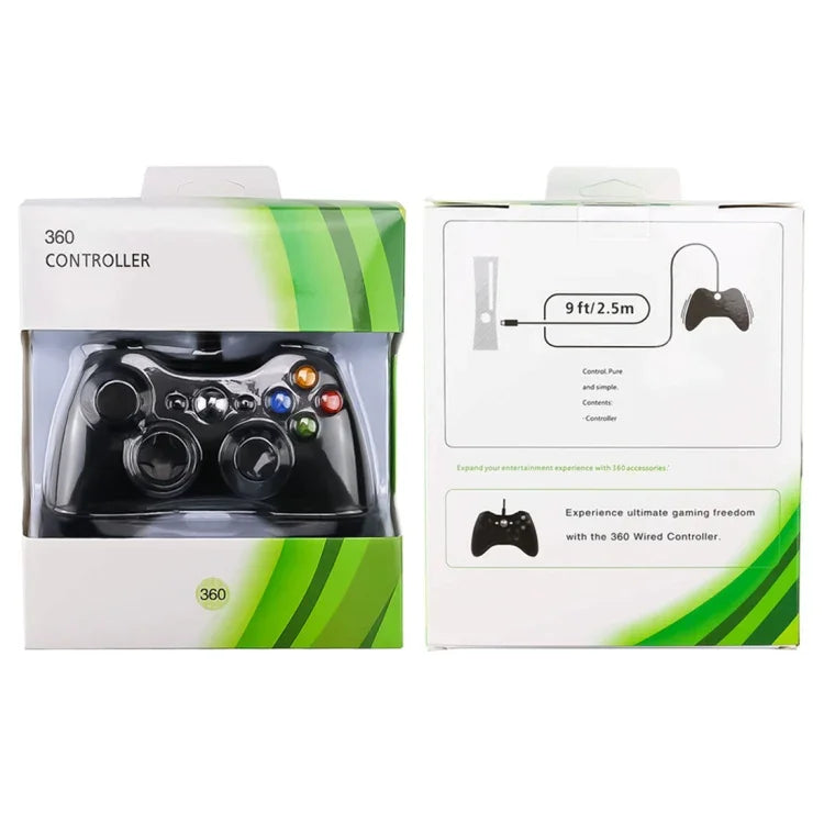 USB 2.0有線控制器遊戲手把，適用於XBOX360，即插即用，線長2.5米，適用於XBOX360，XBOX360（黑色）