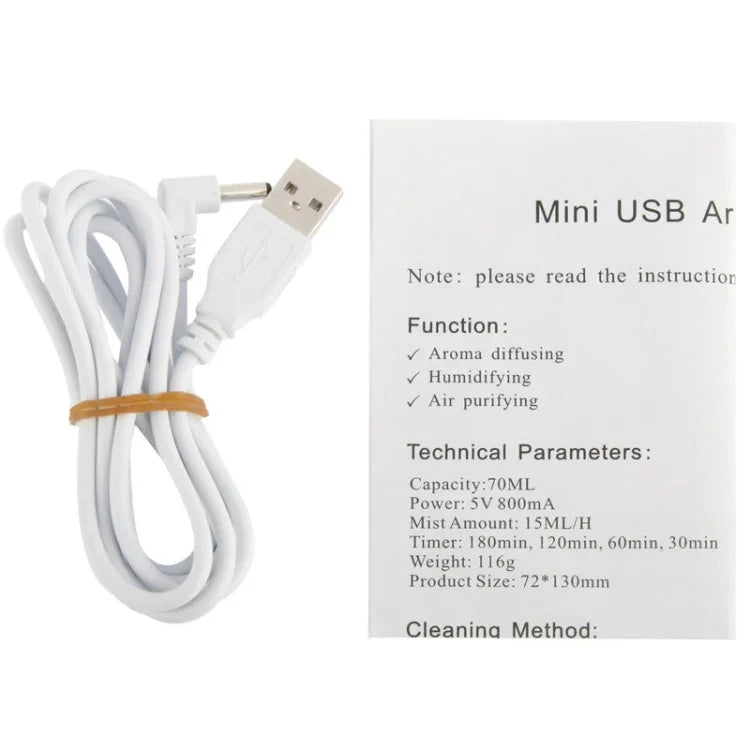 迷你USB香薰擴散器/帶暖白LED燈香薰加濕器，USB香薰擴散器