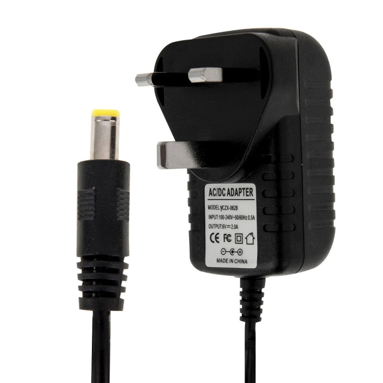 英國插頭 AC 100-240V 轉 DC 6V 2A 電源適配器，接頭：5.5 x 2.1mm，線長：約1.2米，英國插頭 DC 6V 2A