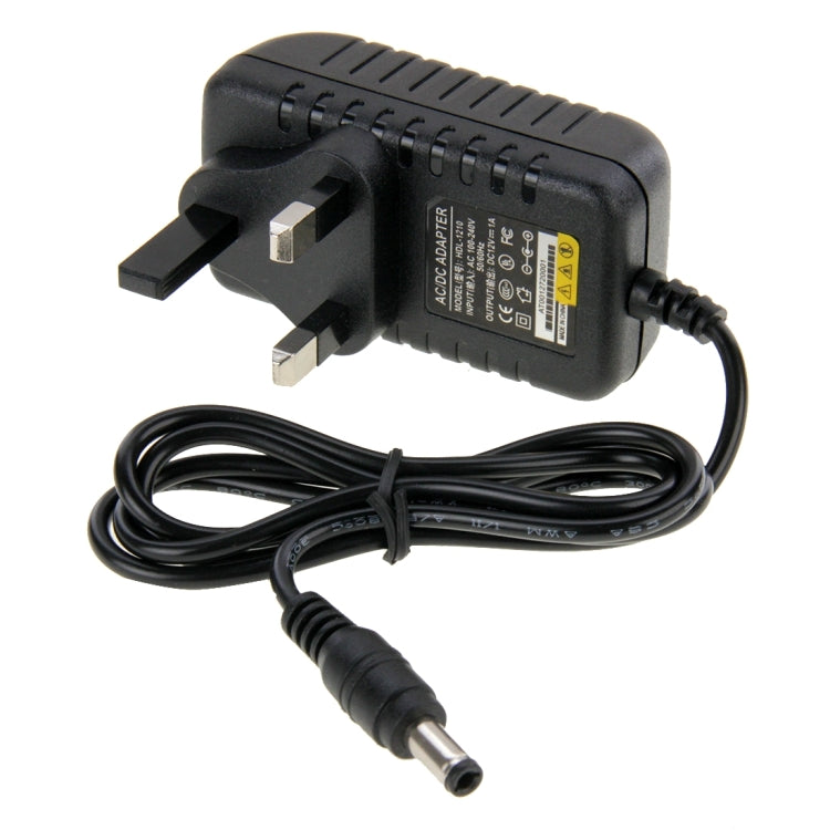 英國插頭 AC 100-240V 轉 DC 12V 1A 電源適配器，接頭：5.5 x 2.1mm，線長：約90公分，DC 12V 1A，英國插頭