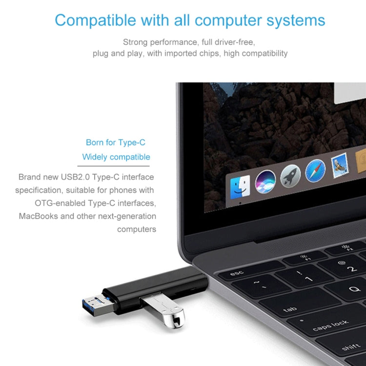 D-188 3 合 1 TF & USB 轉 Micro USB & Type-C 讀卡器 OTG 轉接器連接器