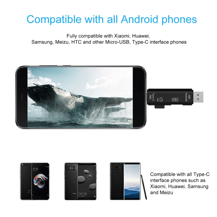 D-188 3 合 1 TF & USB 轉 Micro USB & Type-C 讀卡器 OTG 轉接器連接器