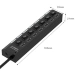 7埠USB集線器 2.0 USB分接器 高速480Mbps 帶開關/7顆LED燈，7埠（白色），7埠（黑色）