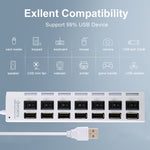7埠USB集線器 2.0 USB分接器 高速480Mbps 帶開關/7顆LED燈，7埠（白色），7埠（黑色）