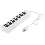 7埠USB集線器 2.0 USB分接器 高速480Mbps 帶開關/7顆LED燈，7埠（白色），7埠（黑色）