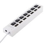 7埠USB集線器 2.0 USB分接器 高速480Mbps 帶開關/7顆LED燈，7埠（白色），7埠（黑色）