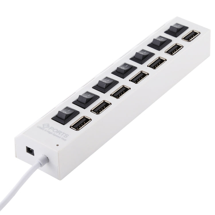 7埠USB集線器 2.0 USB分接器 高速480Mbps 帶開關/7顆LED燈，7埠（白色），7埠（黑色）