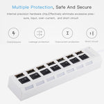 7埠USB集線器 2.0 USB分接器 高速480Mbps 帶開關/7顆LED燈，7埠（白色），7埠（黑色）
