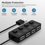4埠USB 2.0集線器 帶4個開關，4埠帶4個開關（黑色），4埠帶4個開關（白色）