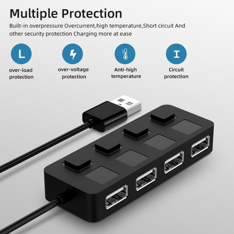 4埠USB 2.0集線器 帶4個開關，4埠帶4個開關（黑色），4埠帶4個開關（白色）