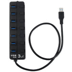7 埠 USB 3.0 集線器，每個資料傳輸埠獨立開關，7 埠（黑色）