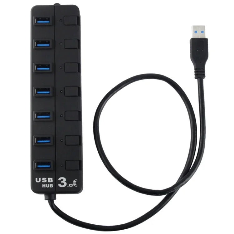 7 埠 USB 3.0 集線器，每個資料傳輸埠獨立開關，7 埠（黑色）