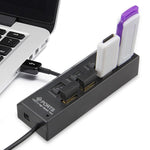 4埠USB集線器 2.0 USB分接器 高速480Mbps 帶開關，4顆LED燈，4埠帶4顆LED燈（黑色）
