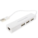 1埠USB網路含3埠USB集線器至母RJ45乙太網路轉接卡，USB 2.0