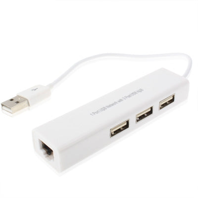 1埠USB網路含3埠USB集線器至母RJ45乙太網路轉接卡，USB 2.0