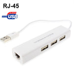 1埠USB網路含3埠USB集線器至母RJ45乙太網路轉接卡，USB 2.0