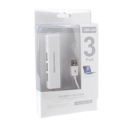1埠USB網路含3埠USB集線器至母RJ45乙太網路轉接卡，USB 2.0