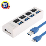 4埠USB 3.0集線器，超高速5Gbps，即插即用，支援1TB，4埠（黑色），4埠（白色）