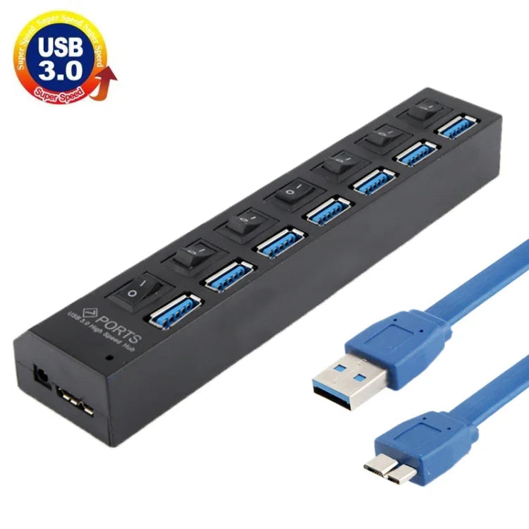 7 埠 USB 3.0 集線器，超高速 5Gbps，即插即用，支援 1TB，7 埠（黑色）、7 埠（白色）
