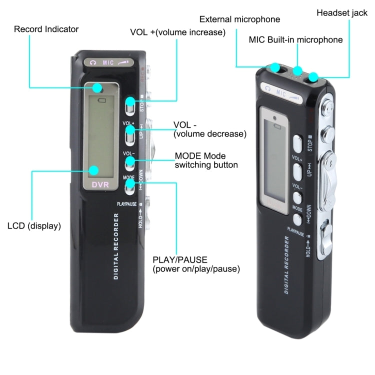 4GB數字語音錄音筆錄音機MP3播放器，支持電話錄音，VOX功能（黑色）
