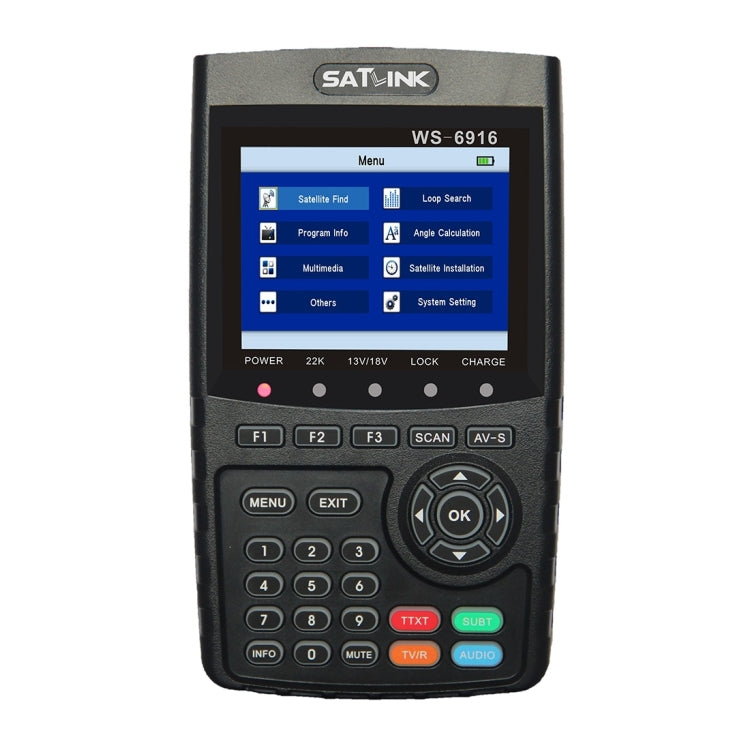 SATLINK WS6916 數位衛星信號尋星儀，3.5 吋 TFT LCD 螢幕，支援 DVB-S / S2，MPEG-2 / MPEG-4，WS6916