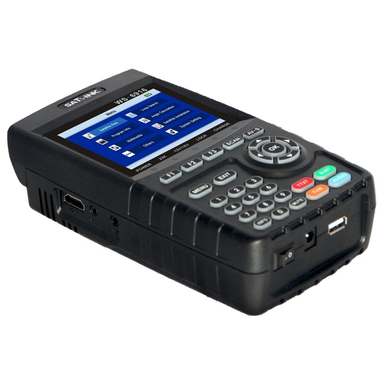 SATLINK WS6916 數位衛星信號尋星儀，3.5 吋 TFT LCD 螢幕，支援 DVB-S / S2，MPEG-2 / MPEG-4，WS6916