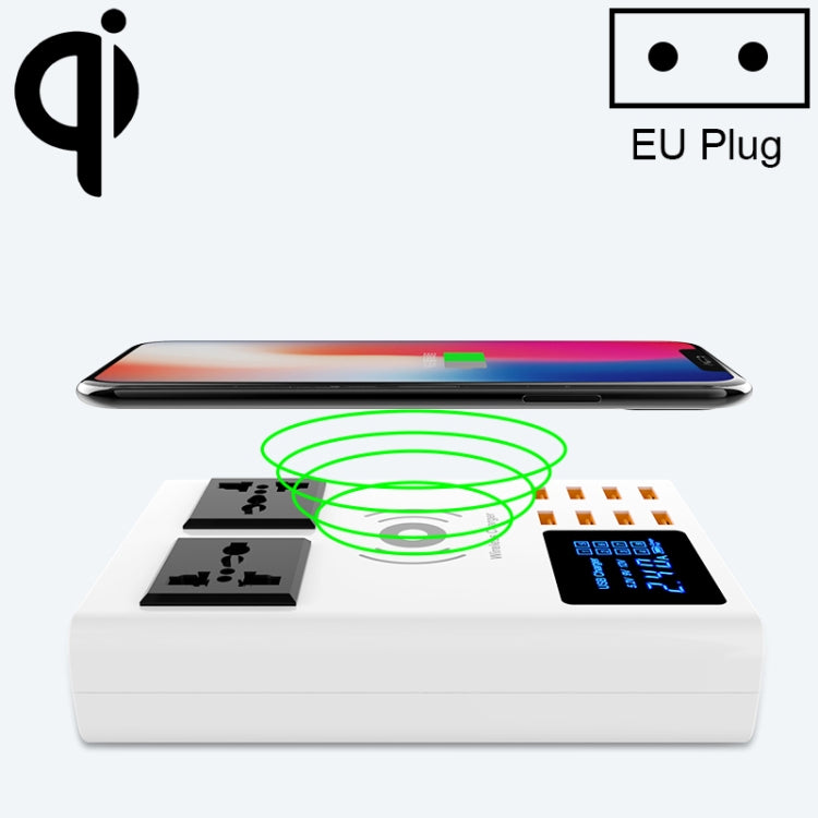 YC-CDA10W 10W 多埠 USB 智能數字顯示快速充電無線充電器，英國插頭，SAS1048A、SAS1048B、SAS1048C