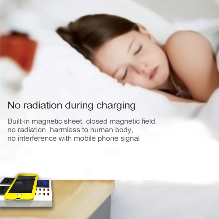 YC-CDA10W 10W 多埠 USB 智能數字顯示快速充電無線充電器，英國插頭，SAS1048A、SAS1048B、SAS1048C