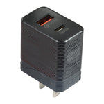 LZ-728 QC 3.0 USB + PD 20W USB-C / Type-C快速旅行充電器，美國插頭，美國插頭
